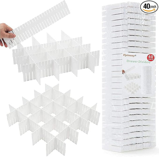 40Pcs Drawer Dividers, Adjustable Drawer Organizer for Socks, Underwear, Makeup, Can Help Tidy Kitchen, Bedroom, Dresser White-DeskLoop Office