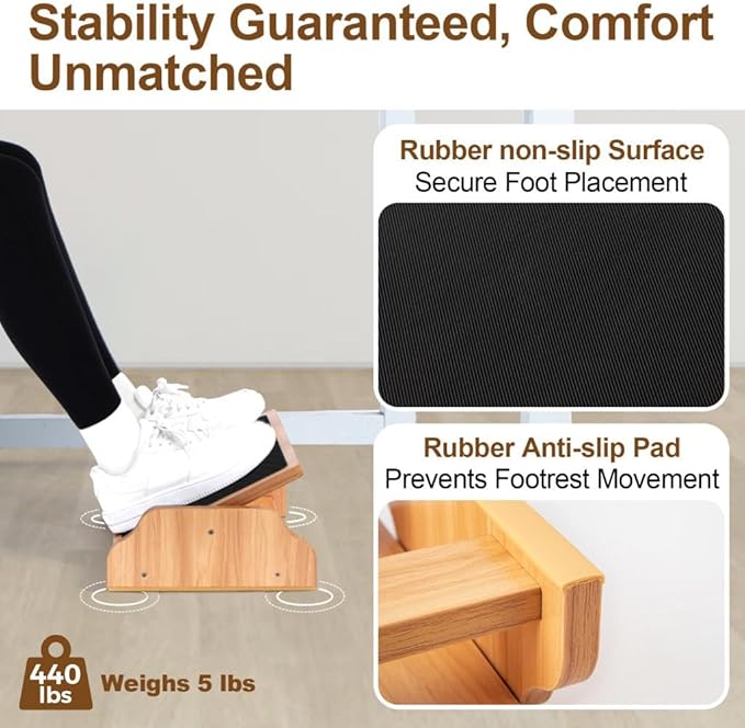 StrongTek Ergonomic Rocking Foot Rest for Under Desk, Adjustable Foot Stool with Non-Slip Surface, Three Positions for Comfort & Stability, Enhances Posture & Circulation, Ideal for Office & Home Use-DeskLoop Office
