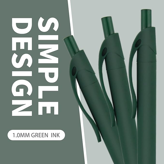 deegtran Pens Bulk, 50 Pack No Bleed Green Click Pens, Wholesale Retractable Ballpoint Pens, Pens Medium Point, Smooth Ink Pens, 1.0MM Green Ink-DeskLoop Office