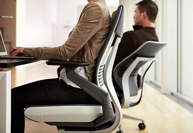 Steelcase Gesture Office Chair - Ergonomic Work Chair with Wheels for Carpet - Comfortable - Intuitive-to-Adjust for Desk - 360-Degree Arms - Nickel Gray Fabric-DeskLoop Office