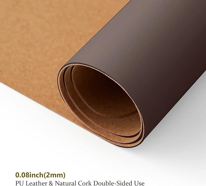 Cork Desk Mat - Dual-Sided Desk Pad for Office and Home - Desk Organization and Accessories - Ideal for Large Mouse Pad and Desk Mats on Top of Desks(Coffee,27.6"x 13.8")-DeskLoop Office