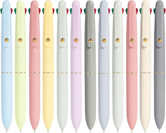Ddaowanx 4-in-1 Multicolor Ballpoint Pens 0.5mm Fine Point Smooth Writing,nurse accessories for work,gifts for teen girls and Planner, 12-Count (Morandi+Macaroon)-DeskLoop Office