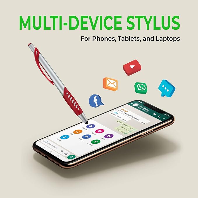 Personalized Pens With Custom Logo or Text-300 Pack Bulk-for Businesses, Parties, and Events, 2 in 1 Ballpoint Pen & Capacitive Stylus for Touchscreen Devices, Click Action, Black Ink, Light Green-DeskLoop Office