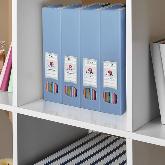 Acrimet Magazine File Holder, Durable Rack, Space-Saving Organizer (Plastic) (Solid Blue Color) (2 pack)-DeskLoop Office