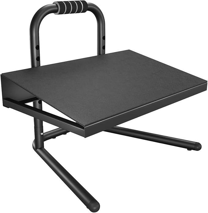 Height Adjustable Standing Foot Rest with Soft Grip Handle,Under Desk Footrest for Standing and Sitting,All-Steel Construction,Black-DeskLoop Office
