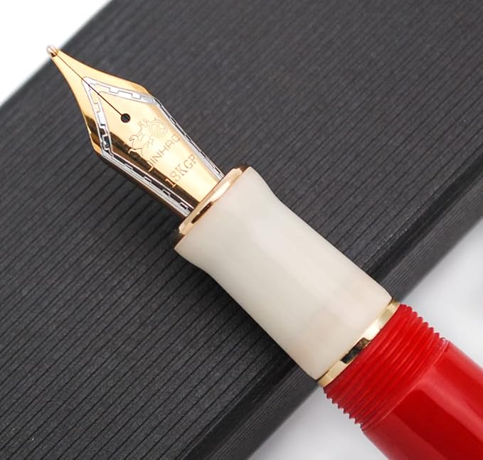 JINHAO 100 Fountain Pen with Ink Converter (Medium Nib 0.7mm, Red & White)-DeskLoop Office