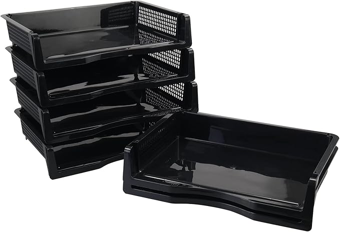 Ggbin 6 Tier Desktop A4 Paper Storage Tray, Stackable File Organizer Trays, Black-DeskLoop Office