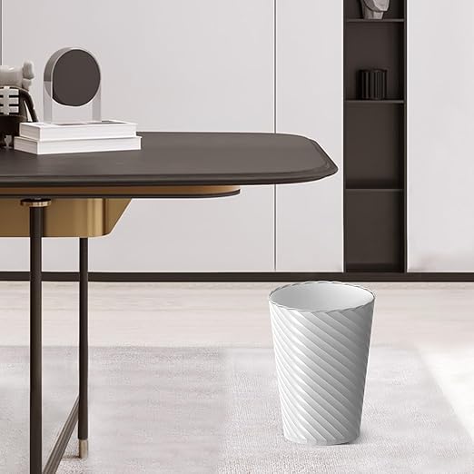 Bathroom Trash Can, 8 Pack 1.8 Gallons Small Trash Can with Trash Bags, Bathroom Garbage Can, Plastic Trash Bin, Round Waste Basket for Bedroom, Office, Kitchen, Room, Compact Space (White)-DeskLoop Office