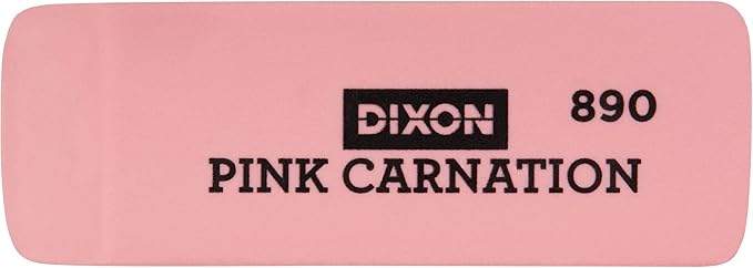 Dixon Pink Carnation Wedge Erasers, Medium, Pink, 2" x .75", 12-Pack (38900)-DeskLoop Office