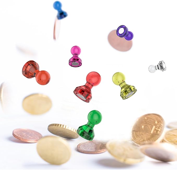 Push Pin Magnets - Tiergrade 60 Pack 7 Assorted Color Strong, Office, Use at Kitchen Home and School Classroom, for Refrigerator Dry Erase Board and Whiteboard.-DeskLoop Office