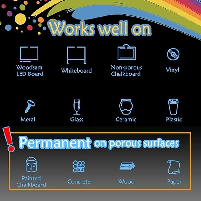 White Liquid Chalk Markers Set, Pack of 10 White Chalkboard Paint Pens with 12 Chalkboard Labels, 5 Stickers, Perfect for Chalkboards, Bistro Boards, Glass and Metal-DeskLoop Office