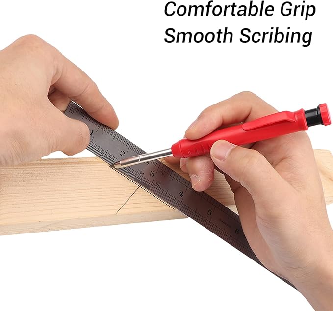 Gegong 24 Pieces 2.8 mm Diameter Solid Carpenter Pencil Set Pencil Refills for Carpenter Carpenter Marker Woodworking Mechanical Pencil (Red Refill)-DeskLoop Office