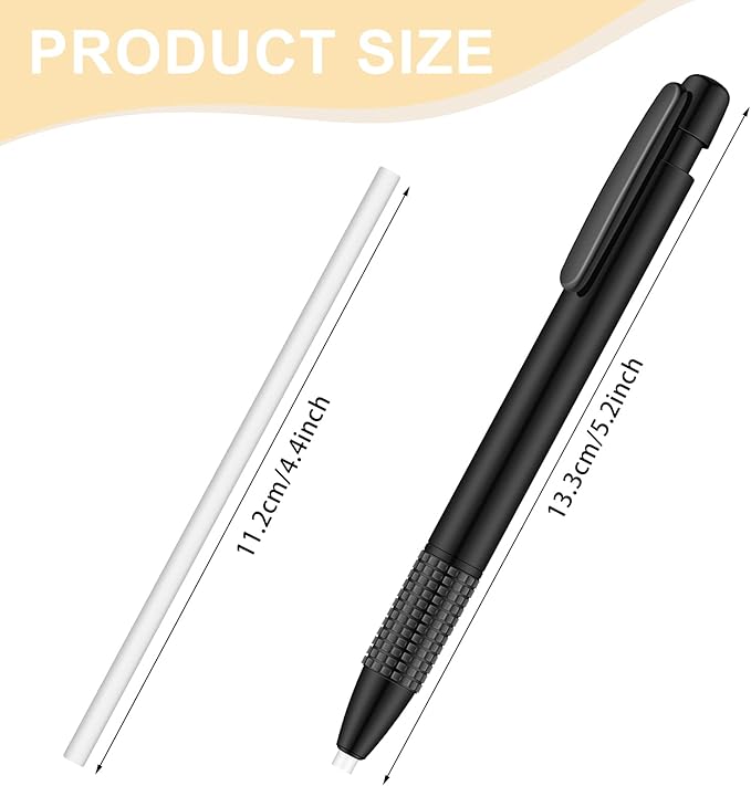 Eersida Retractable Eraser and Refill Mechanical 3.8 mm Pen Style Art Erasers for Artists Drawing Painting, Students Teacher Adult Office School Home(2 Packs)-DeskLoop Office