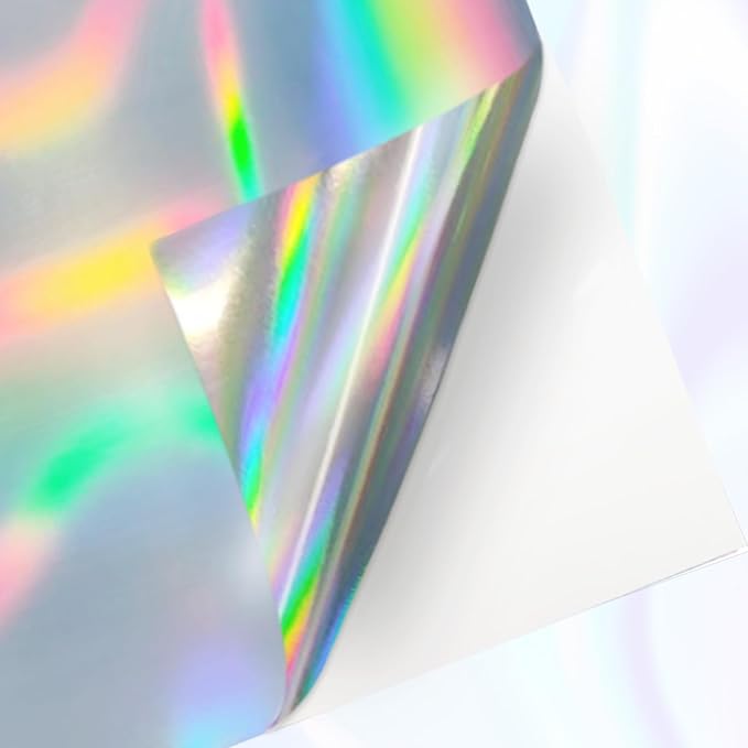 Printable Holographic Silver Sticker Paper, Laser & Inkjet Printable 8.5 x 11 Inches Dries Quickly Stickers Rainbow Vinyl Label 22 pcs-DeskLoop Office