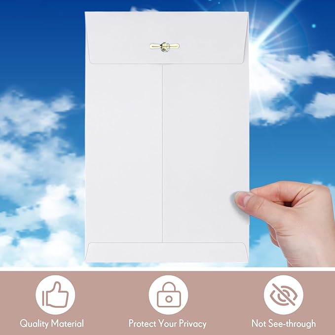 Teling 50 Pcs Manilla Envelopes Clasp Kraft Catalog with Closure for Storing Mailing 28 lb Kraft Envelope Paper for Office Document School Business Home(White,6 * 9)-DeskLoop Office