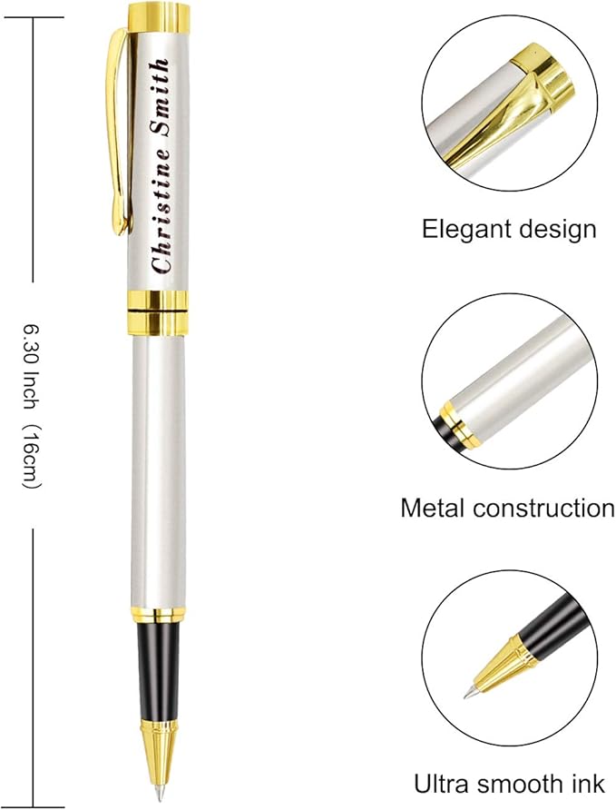 Amlion Personalized Pens Custom Engraved Pen with Name, Refillable Medium Refill, Personalized Gifts for Men Women-DeskLoop Office