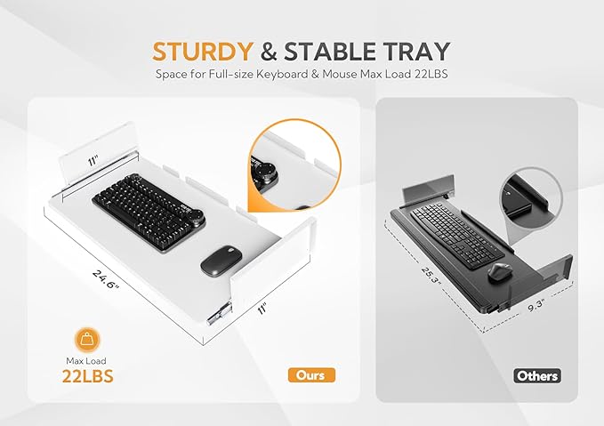 Claiks Standing Desk with Keyboard Tray, Electric Standing Desk Adjustable Height, 48x24 Inches Sit Stand up Desks with Splice Board, Raising Desks for Home Office, White-DeskLoop Office