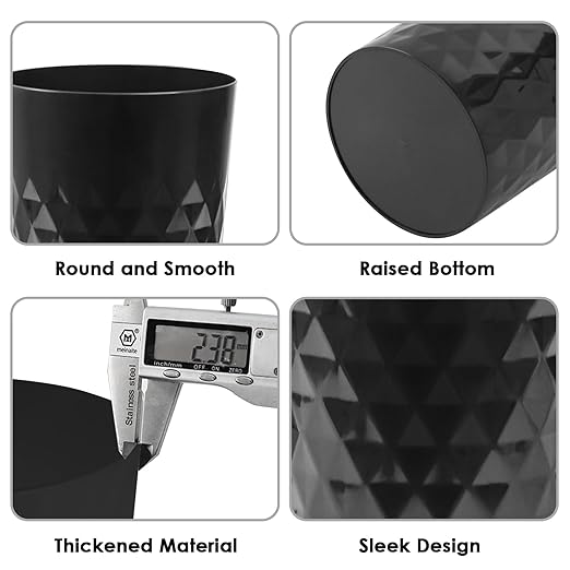 YGJT Small Trash Can, 3 Pack 1.8 Gallons Bathroom Trash Can, Slim Waste Basket, Round Garbage Can, Plastic Trash Bin for Kitchen, Dorm, Bedroom, Office, Living Room, Study, Compact Spaces-DeskLoop Office