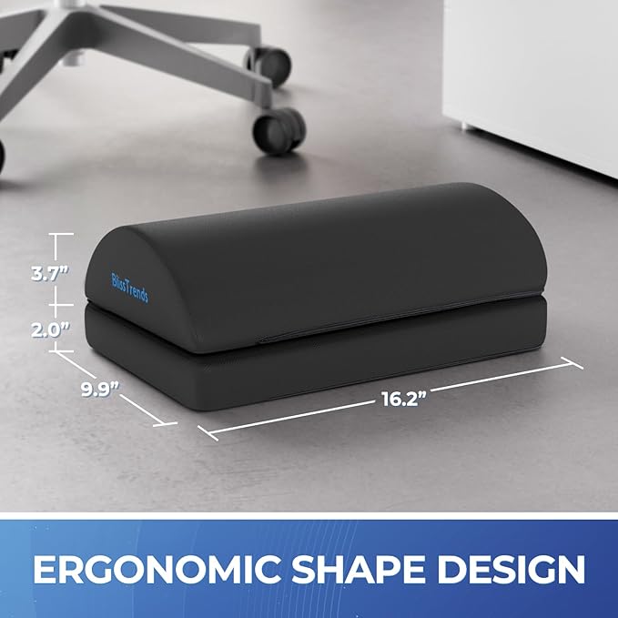 BlissTrends Foot Rest for Under Desk at Work-Versatile Foot Stool with Washable Cover-Comfortable Footrest with 2 Adjustable Heights for Car,Home and Office to Relieve Back,Lumbar,Knee Pain-Gray-DeskLoop Office