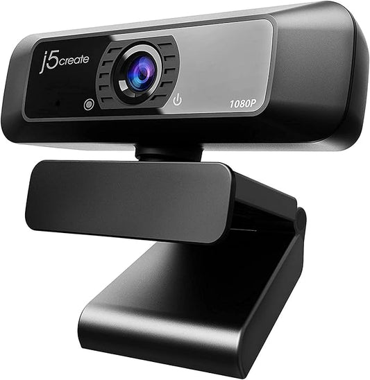 j5create USB Streaming Webcam - 1080P HD with 360° Rotation, High Fidelity Microphone, Plug and Play for PC/Mac/Laptop/Desktop/Skype/YouTube/Zoom/Facetime, Suitable for Conferencing/Calling (JVCU100)-DeskLoop Office