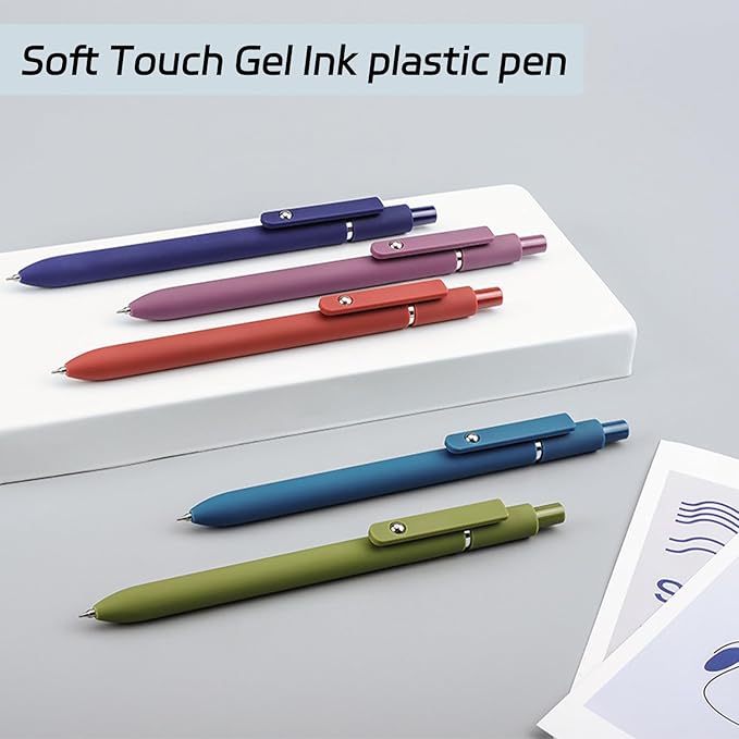 Gel Pens, 5Pcs 0.5mm Fine Point Black Ink Pens With Smooth Wirting,Office Desk Accessories,Quick Dry Pens For Journaling,Ballpoint for School Supplies, Gift for Women Men Student(Retro)-DeskLoop Office