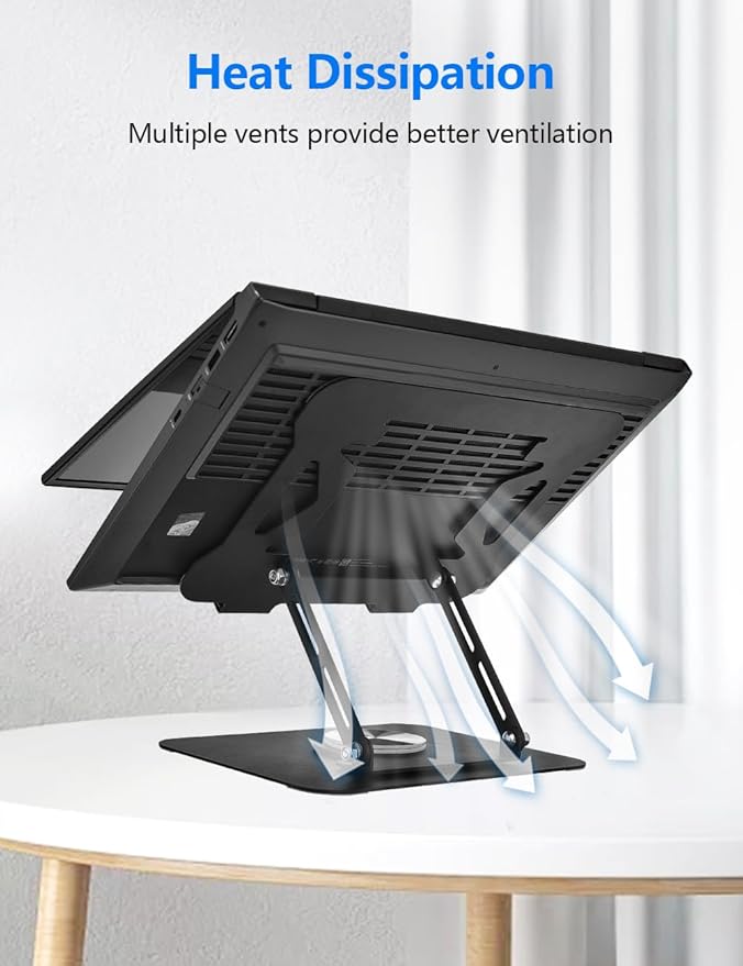 Laptop Stand for Desk, Adjustable Computer Stand with 360ยฐ Rotating Base, Laptop Riser Compatible with MacBook Air/Pro, Dell, HP, Lenovo and All 10-17'' Laptops