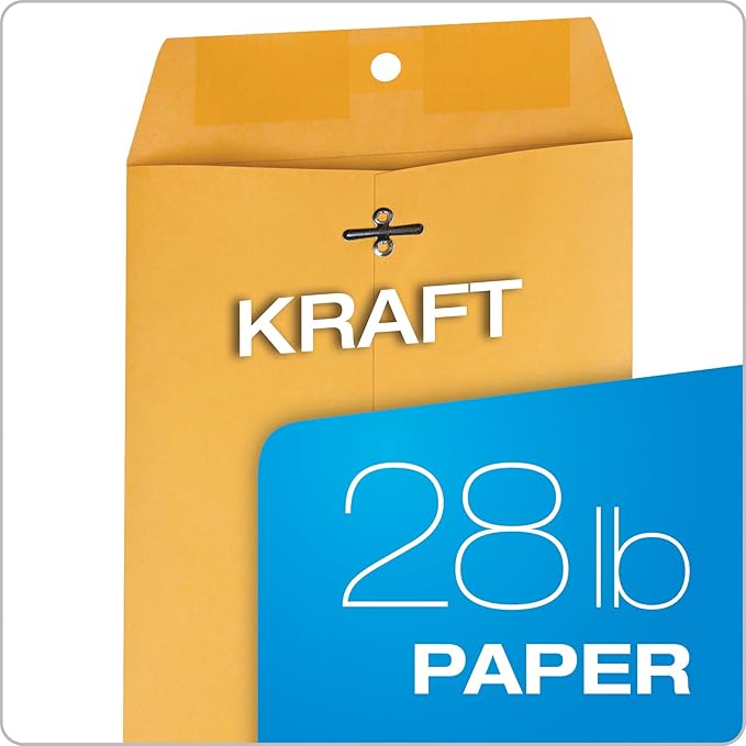 Quality Park 7 x 10 Clasp Envelopes, Clasp and Gummed Closures for Storing or Mailing, 28 lb Kraft Paper, 100 per Box (QUA37868)-DeskLoop Office