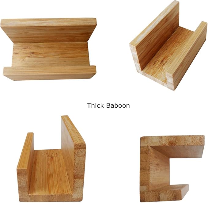 enyuwlcm 2 Pack Bamboo Wood Desktop Business Card Holder Display for Desk Sturdy Business Card Stand for Office Tabletop Counter Organizer-DeskLoop Office