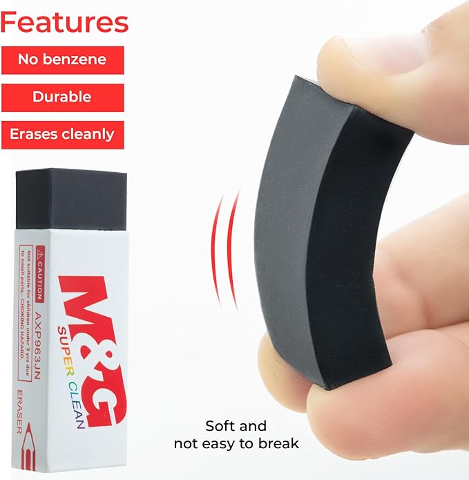 M&G Pencil Eraser for Kids, 20 Pack, Black Erasers Bulk, Erasers for Artists, Drawing Erasers for Sketching, Large Eraser, Pencil Erasers, Art Erasers for Drawing, School Erasers Office Supplies-DeskLoop Office