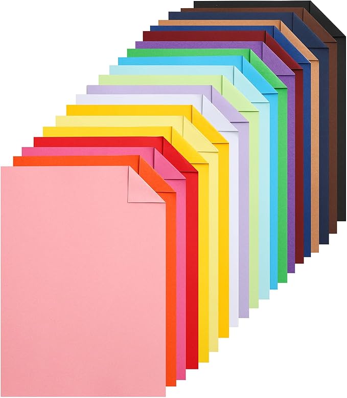 100 Sheets 20 Assorted Colors Cardstock Scrapbooking Paper, 92lb Heavyweight Card Stock A4 Colored Paper for Birthday Decorations, Cards Making, Greeting Cards, Wedding Invitations-DeskLoop Office