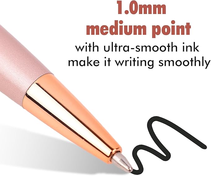 10 Pack Funny Sarcastic Ballpoint Pens, Office Snarky Metal Luxury Rose Gold Ballpoint Pen Encouraging, Office Gift, Black Ink-DeskLoop Office