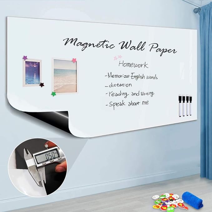 Magnetic Whiteboard Contact Paper for Wall 72 x 48 inches, Magnetic Dry Erase White Board Sticker with Non-Adhesive Backing for Office Home School-DeskLoop Office