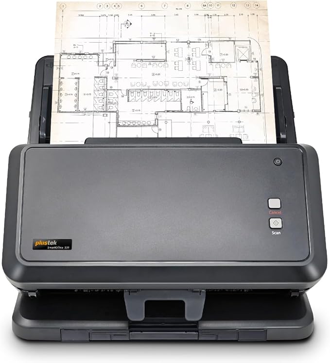 Plustek Wide-Format Color Duplex Document Scanner S30, for Large-Format Document Scan, Scans Wide Up to 12" and Long Up to 200", 100-Sheet Duplex Auto Document Feeder-DeskLoop Office