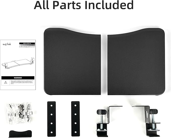 suptek Small Keyboard Tray Under Desk Pull Out with C Clamp Mount, Computer Keyboard & Mouse Tray, 20 (24.2 Including Clamps) x 11.8 inch Slide-Out Platform Computer Drawer for Typing, Black, DSF1S-DeskLoop Office