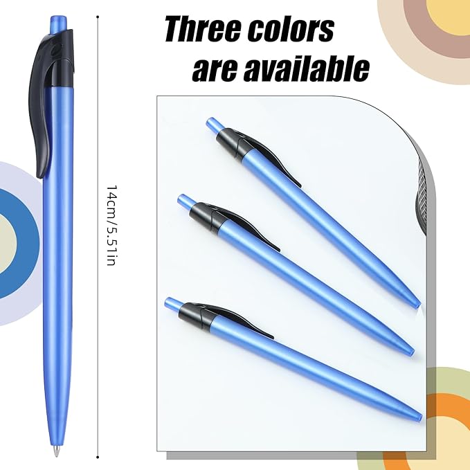 Retractable Blue Ballpoint Pen for Smooth Writing 1.0mm Medium Pack of 50, Click pens with Comfort grip, Idea for Journaling, Planner, Note Taking Office School Supplies-DeskLoop Office