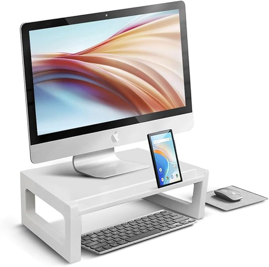 Monitor Stand Riser – 16-Inch Computer Monitor Stand with Multifunctional Slot, Multi-Purpose Desktop Storage for Laptop, Printer, TV-DeskLoop Office