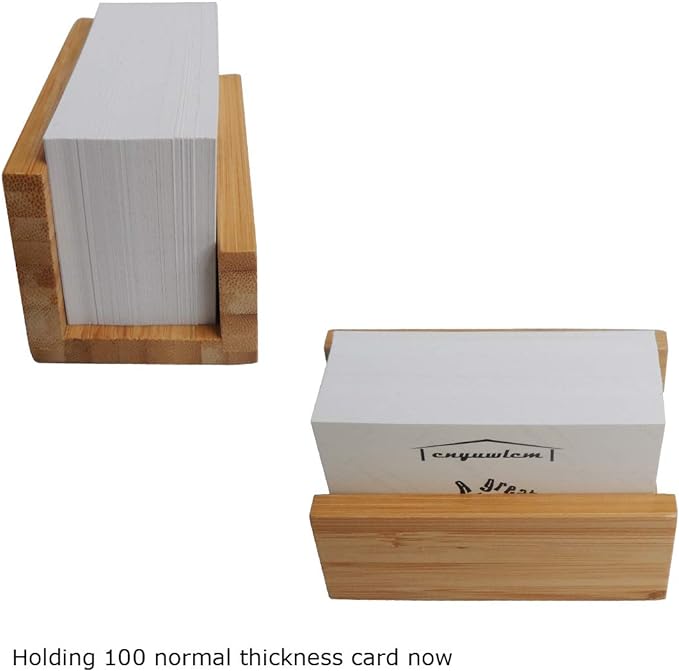 enyuwlcm 1 Pack Bamboo Wood Desktop Business Card Holder for Desk Sturdy Business Card Display Stand for Office Suitable for Men Women-DeskLoop Office