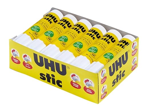 UHU All Purpose Glue Stick 12-Pack - White, Non-Toxic School Supplies, 0.74oz Strong-Bonding Permanent Adhesive, Washable Formula, Screw Cap Prevents Drying, Acid-Free Classroom Glue Sticks-DeskLoop Office