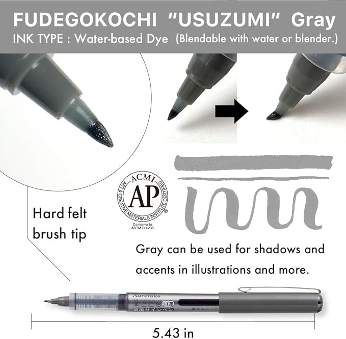 Kuretake Zig Inktober pen set, for Illustration, Manga Drawing, Lettering and Calligraphy, Professional Artist, Made in Japan (FUDEGOKOCHI(3pcs.))-DeskLoop Office