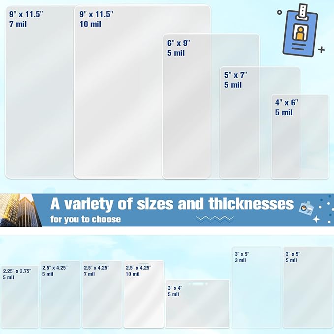 100 Pieces 10 Mil 2 1/2" x 4 1/4" Laminating Pouches with Slot Hole Printable Luggage Tags Clear Thermal Laminate Pouch Tags Kit Resealable for Work Permits Pass Cards Student ID Cards (100, 10 Mil)-DeskLoop Office