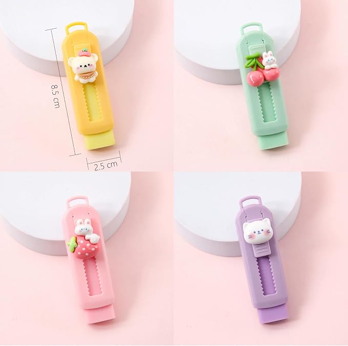 BetterJonny Sliding Retractable Eraser, 4 Color Push Pull Erasers and 8 Refills - Image 6