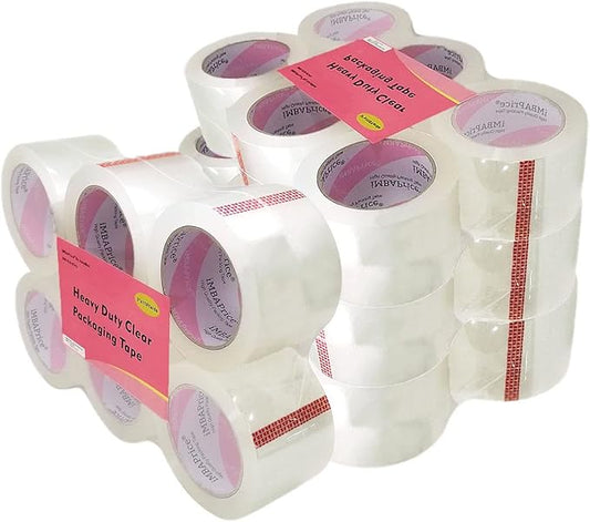 iMBAPrice 3-Inch Clear Packing Tape, 24 Rolls Extra Wide Shipping & Packing Tape (3" x 110 yard/330' Each) - Moving & Adhesive Carton Sealing for Office and Storage-DeskLoop Office