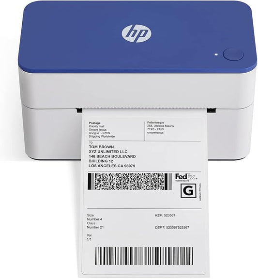 HP Shipping Label Printer, Commercial Grade Direct Thermal, Compact & Easy-to-use, High-Speed 300 DPI, Barcode, Compatible with, UPS, Ebay, ShipStation More, HPKE103, 7.9''x 4.6'' x 4.7'', white-DeskLoop Office