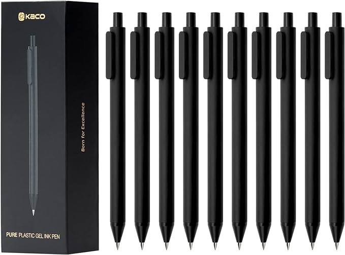 Kaco PURE Gel Pens Black Ink 0.7 mm Medium Point, 10 Pieces Set, Original Design - Image 7