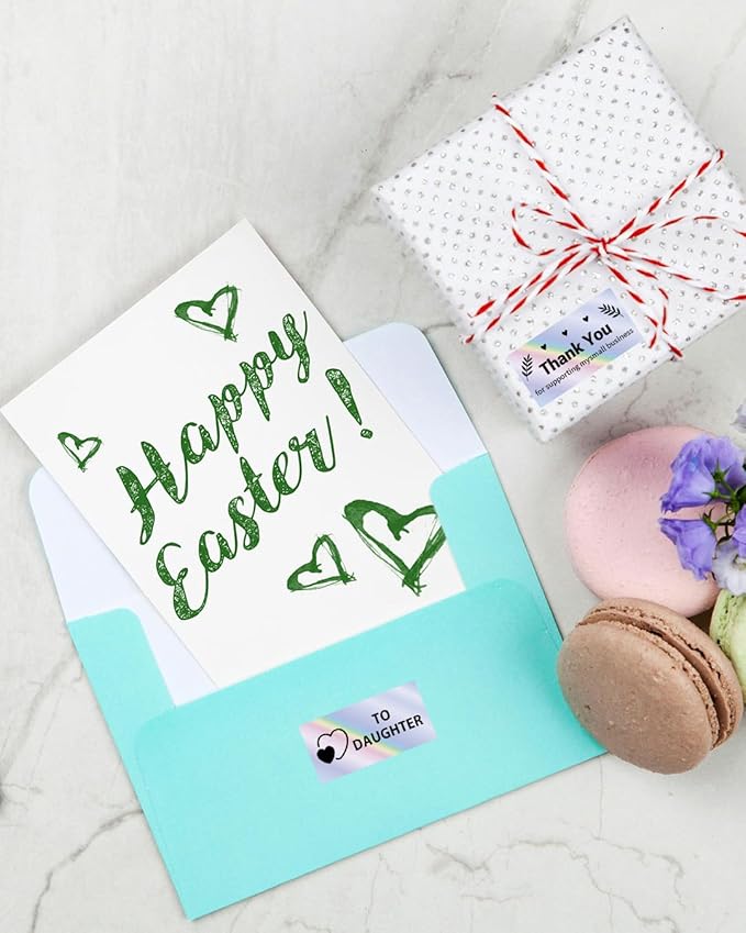 Holographic Square Thermal Labels (4 x 2 inch), Self-Adhesive Direct Thermal Sticker Label, Compatible with All Thermal Shipping Label Printers, for Name, Price Tag, DIY, Logo, 500 Labels/Roll-DeskLoop Office