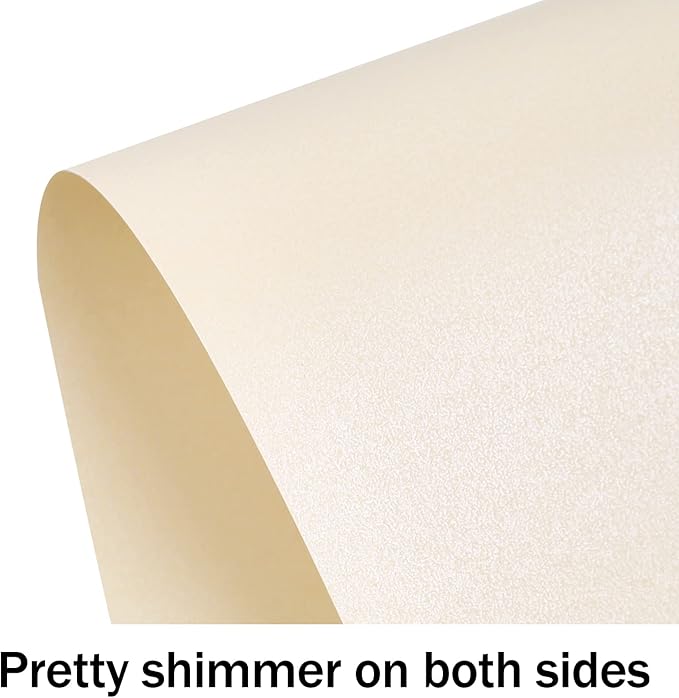 100 Sheets Cream Shimmer Cardstock 8.5 x 11 Off White Paper, Goefun 80lb Ivory Card Stock Printer Paper for Invitations, Certificates, Crafts, Card Making-DeskLoop Office