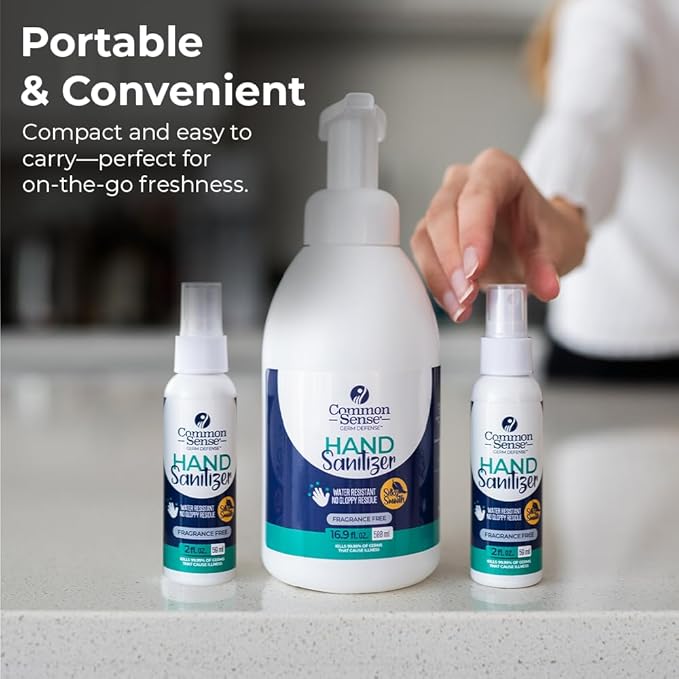 Common Sense Hand Sanitizer: Long Lasting Natural and Moisturizing, Quick Drying Foaming Formula, Mini Pump Bottle 16.9 Fl oz for Home & Office Use-DeskLoop Office