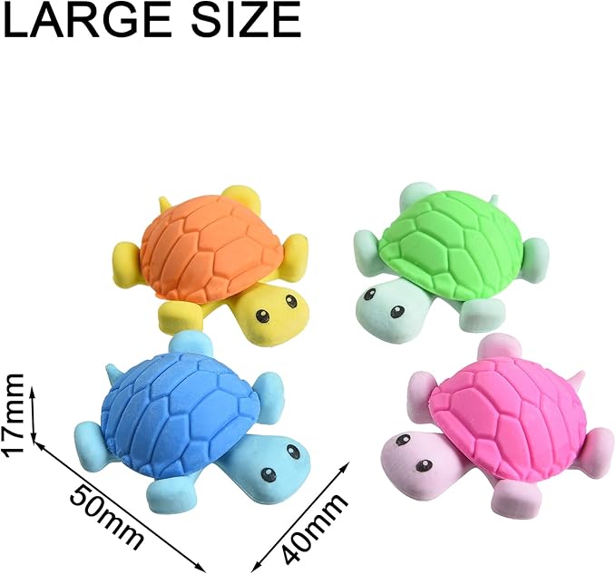 16 Pcs Cute Turtle Pencil Erasers for Kids, Novelty Rubber Turtle Desk Pet Erasers for Classroom Favors Party Supplies-DeskLoop Office