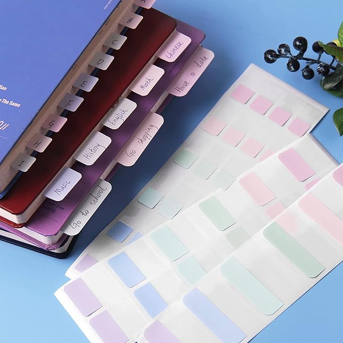 420 pcs Index Tabs, 3 Sizes Colored Page Markers, Writable and Repositionable Book Tabs, Page Tabs for Reading Notes, Books and Classify Files(Light Color)-DeskLoop Office