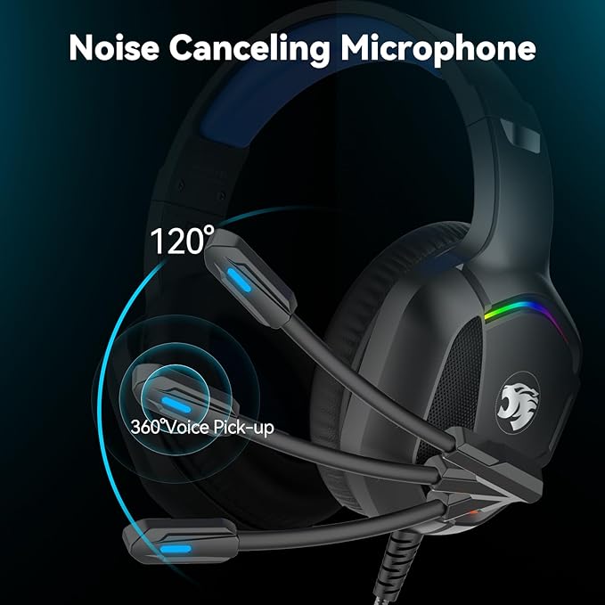 A36 Gaming Headset with Microphone for Pc, Xbox One Series X/s, Ps4, Ps5, Switch, Stereo Wired Noise Cancelling Over-Ear Headphones with Mic for Computer, Laptop, Mac, Nintendo, Gamer (Blue)-DeskLoop Office